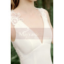 Chiffon White Mermaid Style Wedding Dress Illusion Lace Back - Ref M1282 - 02