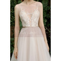 Tulle Sleeveless Wedding Dress Illusion Lace Top Golden Belt - Ref M1283 - 02