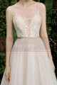 Tulle Sleeveless Wedding Dress Illusion Lace Top Golden Belt - Ref M1283 - 02