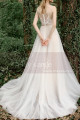 Tulle Sleeveless Wedding Dress Illusion Lace Top Golden Belt - Ref M1283 - 03