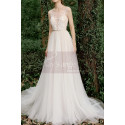 Tulle Sleeveless Wedding Dress Illusion Lace Top Golden Belt - Ref M1283 - 04
