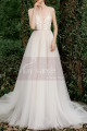 Tulle Sleeveless Wedding Dress Illusion Lace Top Golden Belt - Ref M1283 - 05