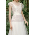 Robe Boheme Mariage Blanche Tulle Haut Illusion Avec Manches - Ref M1284 - 03