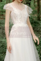 Robe Boheme Mariage Blanche Tulle Haut Illusion Avec Manches - Ref M1284 - 03