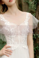 A-Line Boho Wedding Gown Illusion Lace Top And Ruffle Sleeve - Ref M1284 - 04