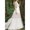 A-Line Boho Wedding Gown Illusion Lace Top And Ruffle Sleeve - Ref M1284 - 05