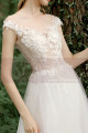 Cap Sleeve Embroidered Top White Boho Chic Wedding Dresses - Ref M1285 - 02