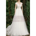 Cap Sleeve Embroidered Top White Boho Chic Wedding Dresses - Ref M1285 - 04