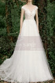 Cap Sleeve Embroidered Top White Boho Chic Wedding Dresses - Ref M1285 - 04