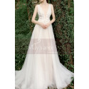 Sleeveless Embroidered Plunging V-neck White Wedding Gowns - Ref M1286 - 04