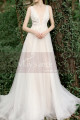 Sleeveless Embroidered Plunging V-neck White Wedding Gowns - Ref M1286 - 04