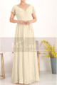 Floor Length Chiffon Yellow Pale Mother Of The Groom Dresses With Sleeves - Ref L1954 - 011
