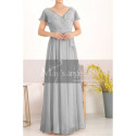 Floor Length Chiffon Yellow Pale Mother Of The Groom Dresses With Sleeves - Ref L1954 - 021