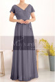 Floor Length Chiffon Yellow Pale Mother Of The Groom Dresses With Sleeves - Ref L1954 - 022
