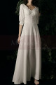 3/4 Sleeve Closed Bohemian Style Wedding Dresses Off White - Ref M1292 - 02