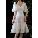 Beautiful White Short Lace Bridal Gowns With Ruffle Sleeve - Ref M1294 - 02