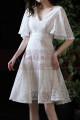 Beautiful White Short Lace Bridal Gowns With Ruffle Sleeve - Ref M1294 - 03