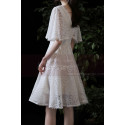 Beautiful White Short Lace Bridal Gowns With Ruffle Sleeve - Ref M1294 - 04