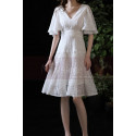 Beautiful White Short Lace Bridal Gowns With Ruffle Sleeve - Ref M1294 - 06