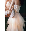 Beautiful Strapless Elegant Wedding Dresses Asymmetrical Tulle Skirt - Ref M1296 - 02