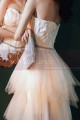 Beautiful Strapless Elegant Wedding Dresses Asymmetrical Tulle Skirt - Ref M1296 - 02