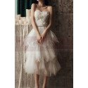 Beautiful Strapless Elegant Wedding Dresses Asymmetrical Tulle Skirt - Ref M1296 - 03