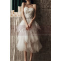 Robe Bustier Courte Pour Mariage Jupe Asymétrique En Tulle - Ref M1296 - 03