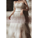 Robe Bustier Courte Pour Mariage Jupe Asymétrique En Tulle - Ref M1296 - 04