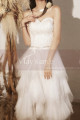 Beautiful Strapless Elegant Wedding Dresses Asymmetrical Tulle Skirt - Ref M1296 - 05