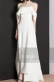 Fine Straps White Dress For Civil Wedding And Flounce Neck - Ref M1301 - 02