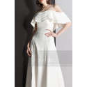 Robe Mariage Civil Simple Blanc Bretelle Et Décolleté Volant - Ref M1301 - 03