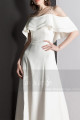 Robe Mariage Civil Simple Blanc Bretelle Et Décolleté Volant - Ref M1301 - 03