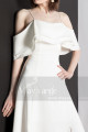 Fine Straps White Dress For Civil Wedding And Flounce Neck - Ref M1301 - 04