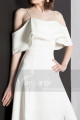 Robe Mariage Civil Simple Blanc Bretelle Et Décolleté Volant - Ref M1301 - 04