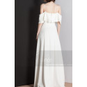 Fine Straps White Dress For Civil Wedding And Flounce Neck - Ref M1301 - 05
