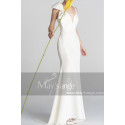 Bow Strap And Plunging Neck Mermaid Style Civil Bridal Dress - Ref M1302 - 03