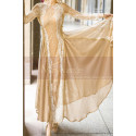 Illusion Long Sleeve Lace Champagne Oriental Evening Dress - Ref L2031 - 02