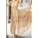 Robe De Soiree Orientale Champagne Manche Longue En Dentelle - Ref L2031 - 02