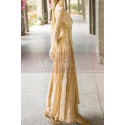 Illusion Long Sleeve Lace Champagne Oriental Evening Dress - Ref L2031 - 04