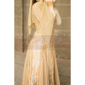Illusion Long Sleeve Lace Champagne Oriental Evening Dress - Ref L2031 - 06