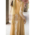 Robe De Soiree Orientale Champagne Manche Longue En Dentelle - Ref L2031 - 07