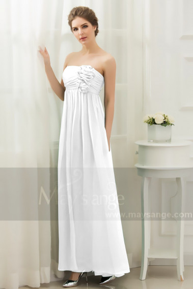 Empire Long Chiffon Strapless White ...