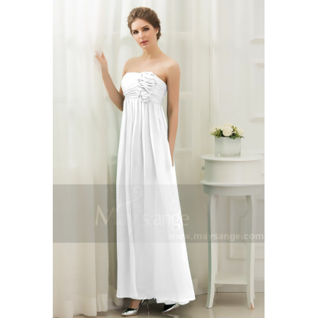 Robe Bustier Mariage Blanche Longue En Mousseline A Fleurs