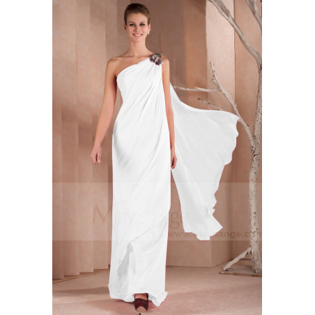 Longue Robe Blanche Mariage Style Sari Indien En Mousseline