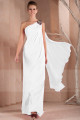 Longue Robe Blanche Mariage Style Sari Indien En Mousseline - Ref M1307 - 02