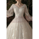 Gorgeous V Lace Sparkling Neckling Long Sleeve Wedding Dress - Ref M1304 - 02