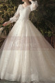 Gorgeous V Lace Sparkling Neckling Long Sleeve Wedding Dress - Ref M1304 - 06