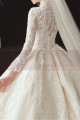 Luxury Long Illusion Sleeve Lace Bridal Gowns With High Neck - Ref M1305 - 04