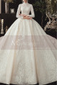 Luxury Long Illusion Sleeve Lace Bridal Gowns With High Neck - Ref M1305 - 05