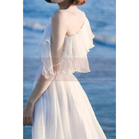 Robe De Mariée Civile Plage Bohème Blanche Bustier Elastique